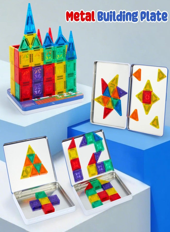 Gemmicc 58 PCS Mini Magnetic Tiles, Travel Magnet Construction Toys with Metal Storage Box, Sensory Montessori Toys for Boys Girls - Image 3